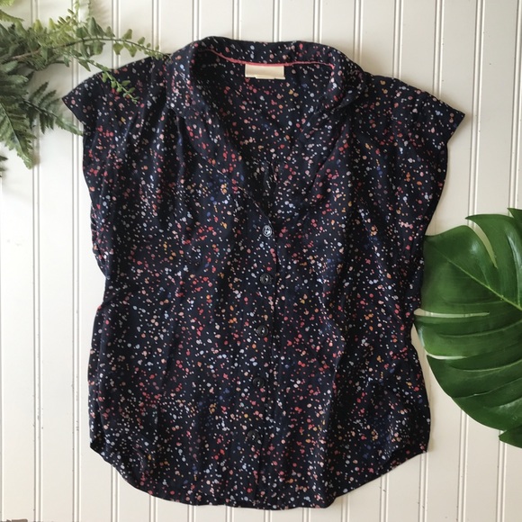 Anthropologie Tops - Anthropologie Maeve splatter top blue yellow red